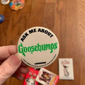 Vintage Ask Me About Goosebumps Button